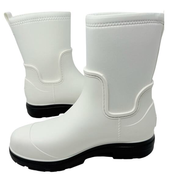 UGG Droplet Mid White Rain Boots Women's 7 Waterproof UGGplush Lined - Picture 5 of 10